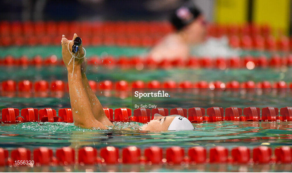 15 August 2018; Fanni Illes of Hungary celebrates after winning the final of the Women's 100m Breaststroke SB4 during day three of the World Para Swimming Allianz European Championships at the Sport Ireland National Aquatic Centre in Blanchardstown, Dublin. Photo by Seb Daly/Sportsfile