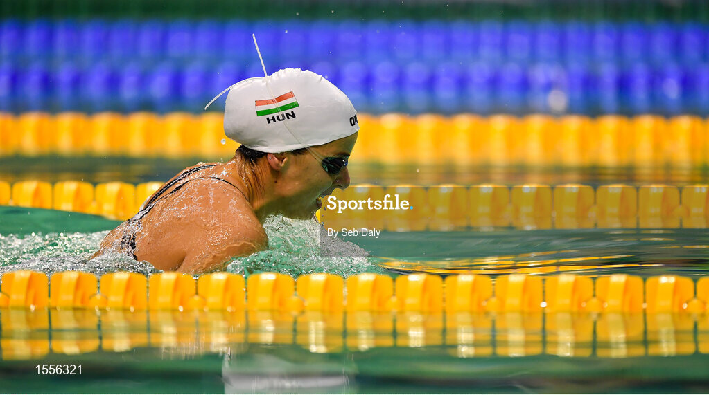 15 August 2018; Fanni Illes of Hungary on her way to winning the final of the Women's 100m Breaststroke SB4 during day three of the World Para Swimming Allianz European Championships at the Sport Ireland National Aquatic Centre in Blanchardstown, Dublin. Photo by Seb Daly/Sportsfile
