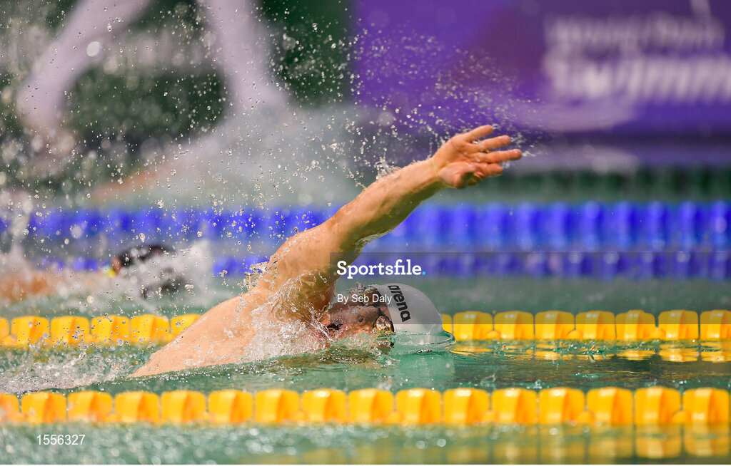 15 August 2018; Michal Golus of Poland on his way to winning the Men's 50m Freestyle S8 during day three of the World Para Swimming Allianz European Championships at the Sport Ireland National Aquatic Centre in Blanchardstown, Dublin. Photo by Seb Daly/Sportsfile