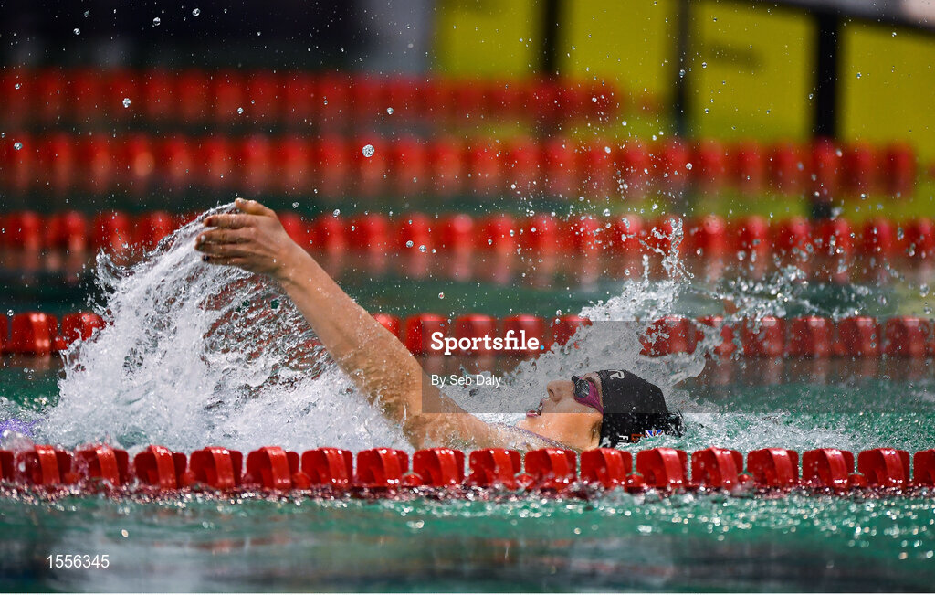 15 August 2018; Bethany Firth of Great Britain on her way to winning the Women's 100m Backstroke S14 Final event during day three of the World Para Swimming Allianz European Championships at the Sport Ireland National Aquatic Centre in Blanchardstown, Dublin. Photo by Seb Daly/Sportsfile