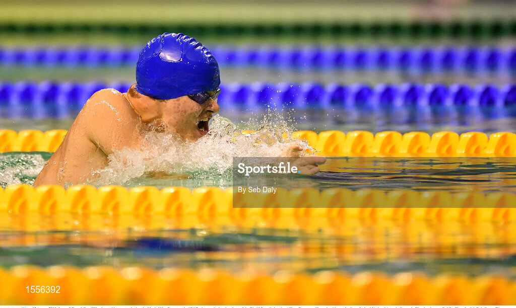 15 August 2018; Ievgenii Bogodaiko of Ukraine on his way to winning the Men's 100m Breaststroke SB6 final event during day three of the World Para Swimming Allianz European Championships at the Sport Ireland National Aquatic Centre in Blanchardstown, Dublin. Photo by Seb Daly/Sportsfile