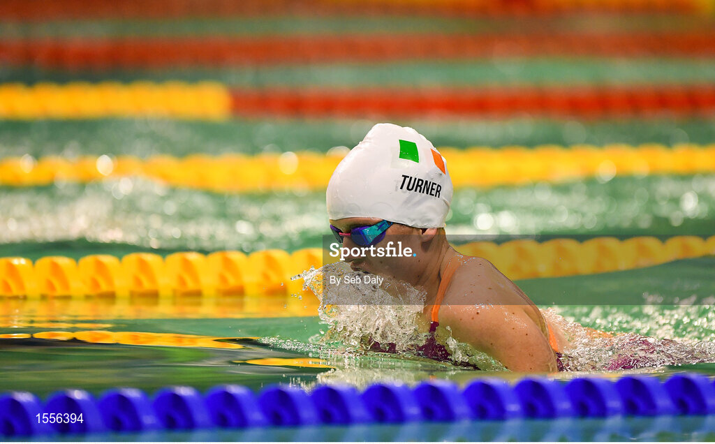 15 August 2018; Nicole Turner of Ireland competes during the Women's 100m Breaststroke SB6 final event during day three of the World Para Swimming Allianz European Championships at the Sport Ireland National Aquatic Centre in Blanchardstown, Dublin. Photo by Seb Daly/Sportsfile