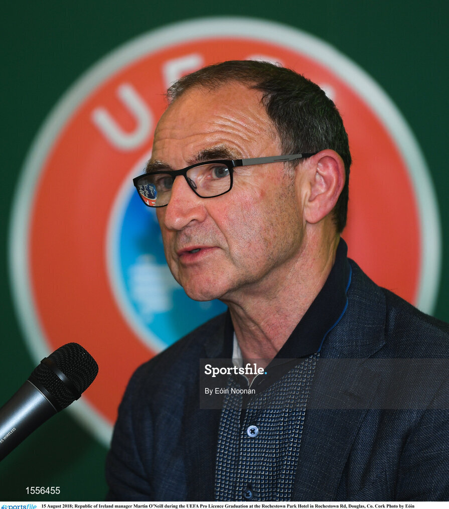 15 August 2018; Republic of Ireland manager Martin O'Neill during the UEFA Pro Licence Graduation at the Rochestown Park Hotel in Rochestown Rd, Douglas, Co. Cork Photo by Eóin Noonan/Sportsfile