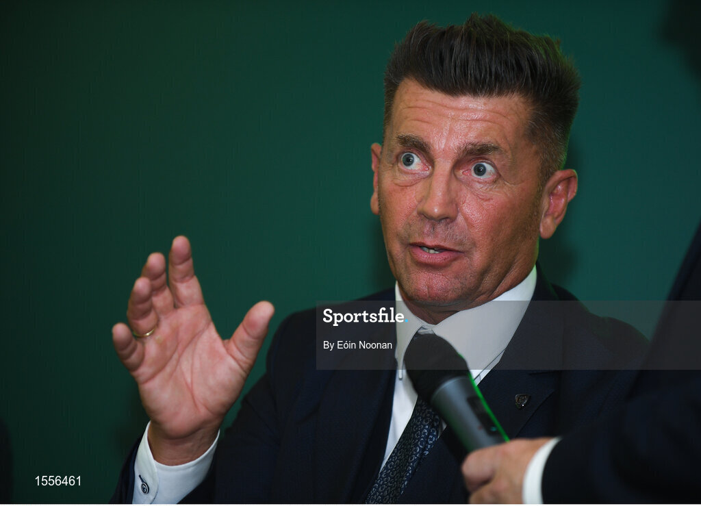 15 August 2018; Republic of Ireland women's manager Colin Bell speaking during the UEFA Pro Licence Graduation at the Rochestown Park Hotel in Rochestown Rd, Douglas, Co. Cork Photo by Eóin Noonan/Sportsfile