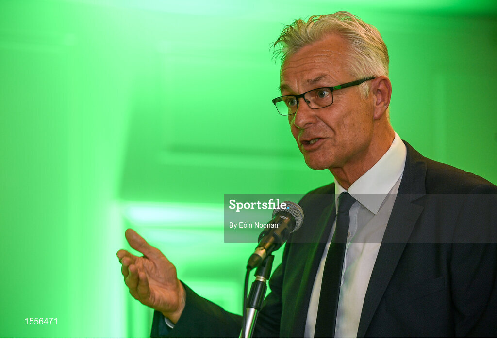 15 August 2018; FAI High Performance Director Ruud Dokter speaking during the UEFA Pro Licence Graduation at the Rochestown Park Hotel in Rochestown Rd, Douglas, Co. Cork Photo by Eóin Noonan/Sportsfile