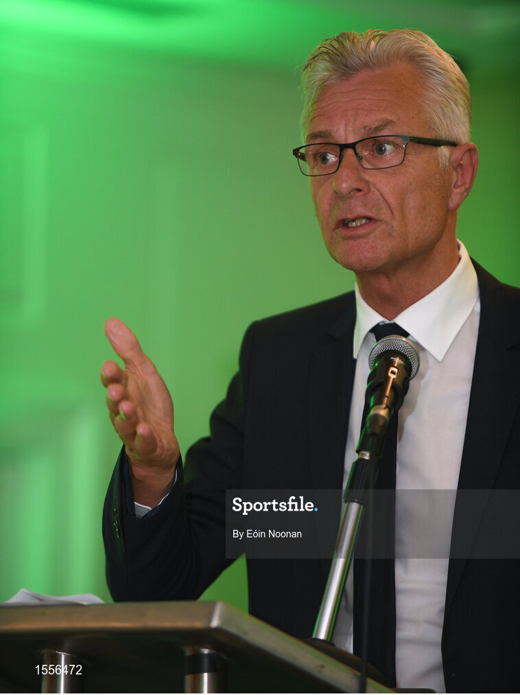 15 August 2018; FAI High Performance Director Ruud Dokter speaking during the UEFA Pro Licence Graduation at the Rochestown Park Hotel in Rochestown Rd, Douglas, Co. Cork Photo by Eóin Noonan/Sportsfile