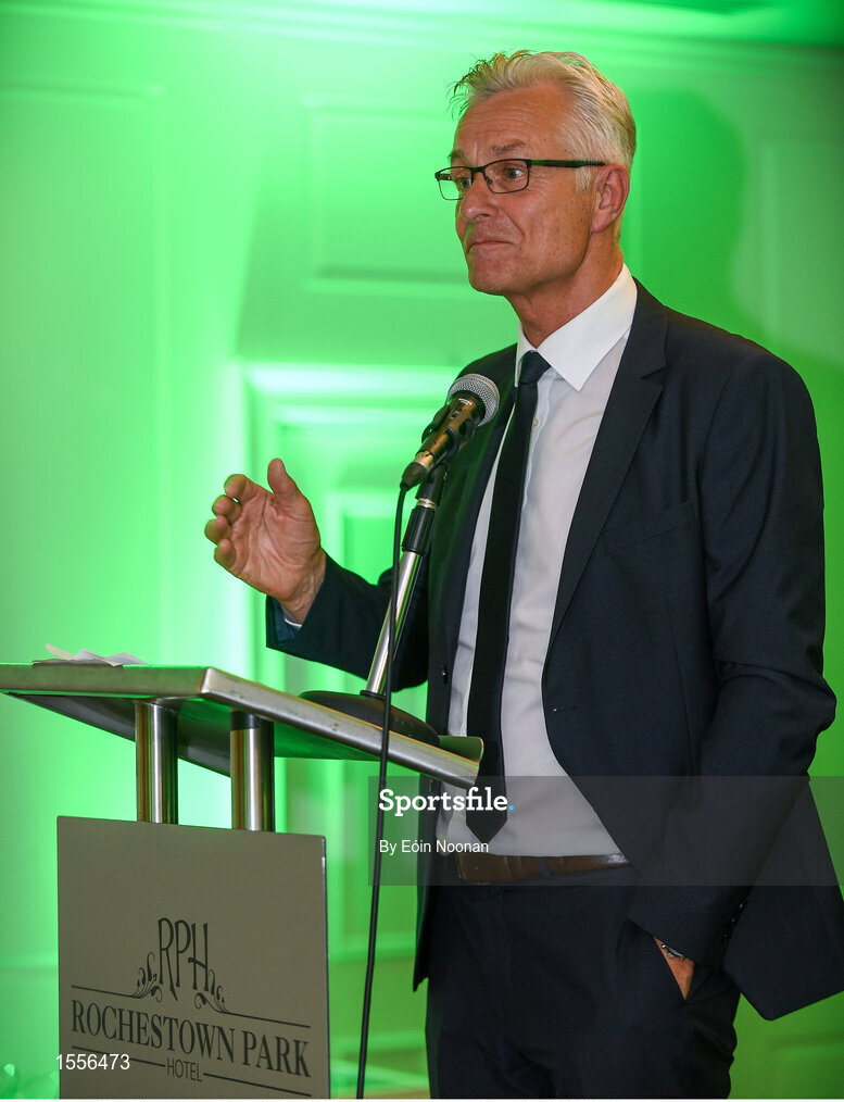 15 August 2018; FAI High Performance Director Ruud Dokter speaking during the UEFA Pro Licence Graduation at the Rochestown Park Hotel in Rochestown Rd, Douglas, Co. Cork Photo by Eóin Noonan/Sportsfile