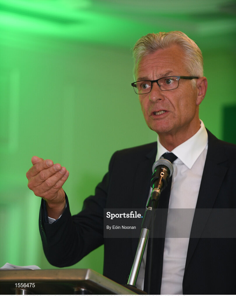 15 August 2018; FAI High Performance Director Ruud Dokter speaking during the UEFA Pro Licence Graduation at the Rochestown Park Hotel in Rochestown Rd, Douglas, Co. Cork Photo by Eóin Noonan/Sportsfile