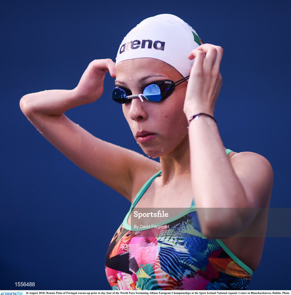16 August 2018; Renata Pinto of Portugal warms-up prior to day four of the World Para Swimming Allianz European Championships at the Sport Ireland National Aquatic Centre in Blanchardstown, Dublin. Photo by David Fitzgerald/Sportsfile