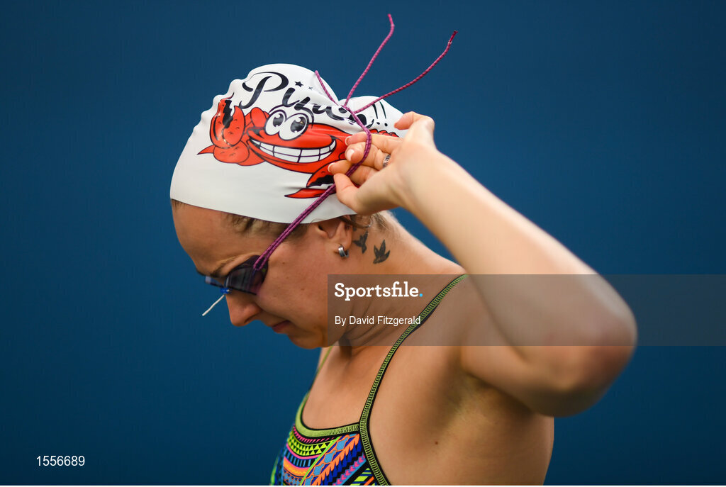 16 August 2018; Anna Stetsenko of Ukraine prior to the evening finals session during day four of the World Para Swimming Allianz European Championships at the Sport Ireland National Aquatic Centre in Blanchardstown, Dublin. Photo by David Fitzgerald/Sportsfile