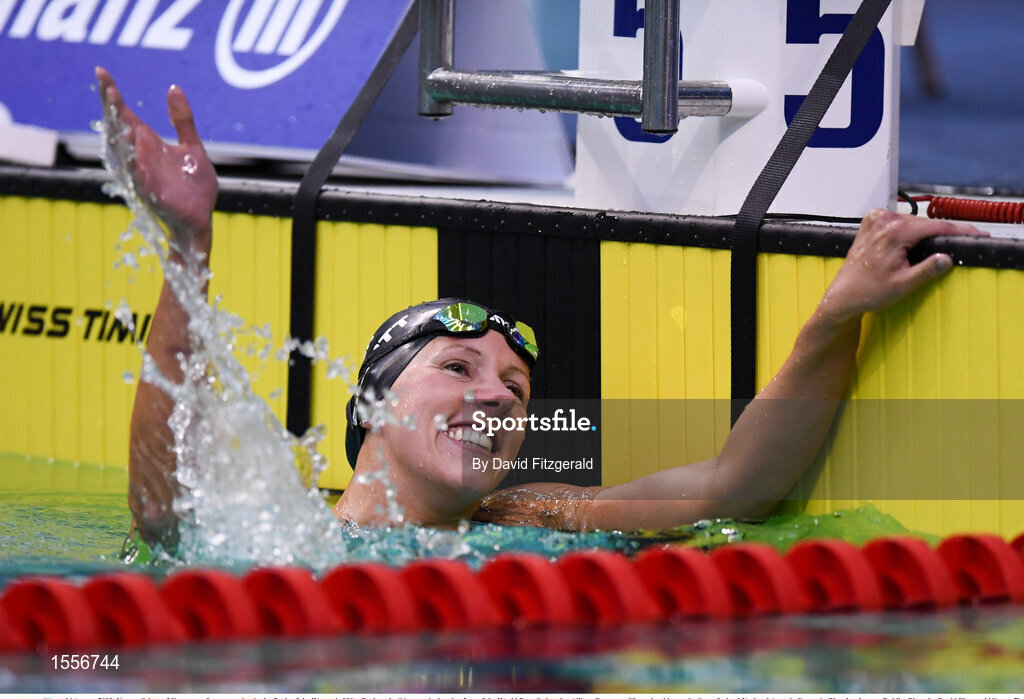 16 August 2018; Verena Schott of Germany after competing in the finals of the Women's 100m Backstroke S6 event during day four of the World Para Swimming Allianz European Championships at the Sport Ireland National Aquatic Centre in Blanchardstown, Dublin. Photo by David Fitzgerald/Sportsfile