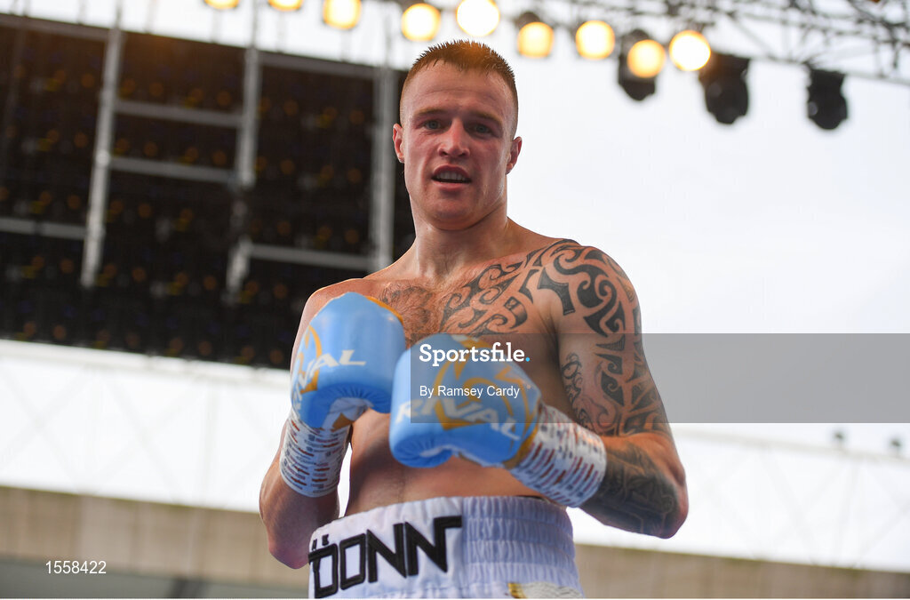 18 August 2018; Steven Donnelly after defeating Kevin McCauley during their super welterweight bout at Windsor Park in Belfast. Photo by Ramsey Cardy/Sportsfile