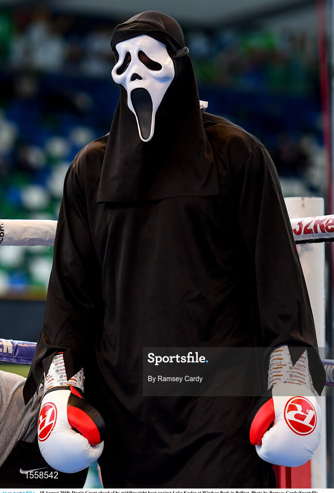 18 August 2018; Dwain Grant ahead of his middleweight bout against Luke Keeler at Windsor Park in Belfast. Photo by Ramsey Cardy/Sportsfile