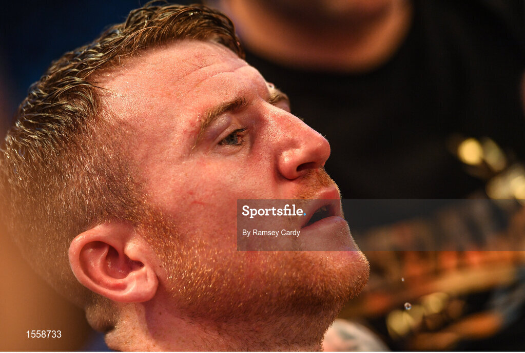 18 August 2018; Paddy Barnes following his defeat in his WBO World Flyweight Title bout against Cristofer Rosales at Windsor Park in Belfast. Photo by Ramsey Cardy/Sportsfile