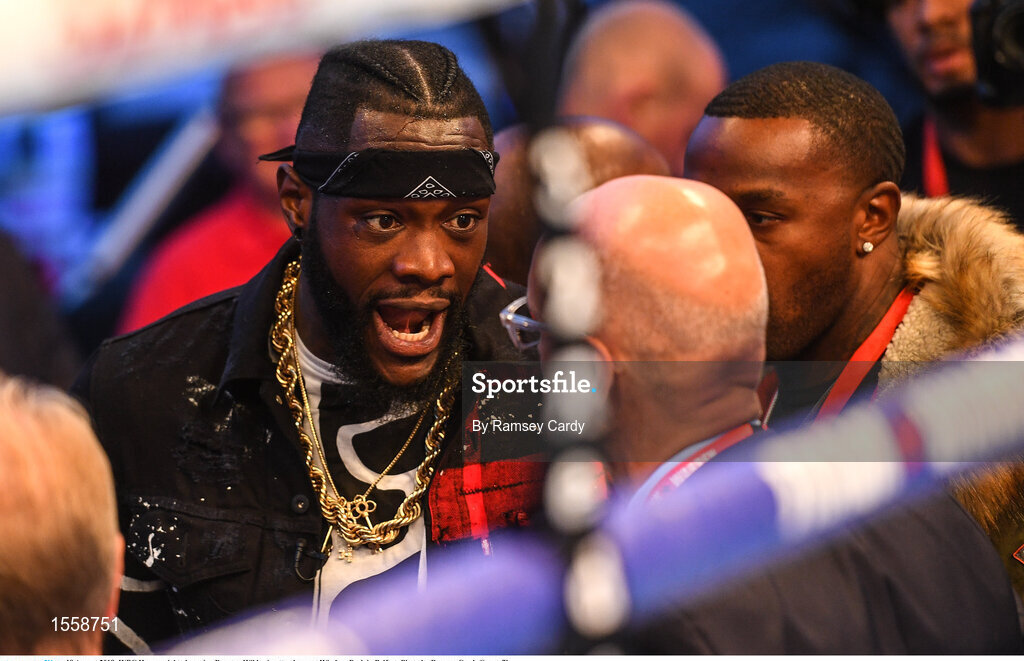 18 August 2018; WBC Heavyweight champion Deontay Wilder in attendance at Windsor Park in Belfast. Photo by Ramsey Cardy/Sportsfile