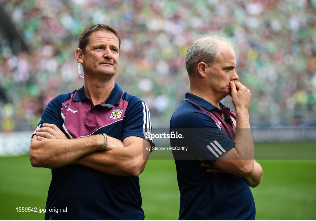 19 August 2018; Galway manager Micheál Donoghue, right, and selector Francis Forde during the GAA Hurling All-Ireland Senior Championship Final match between Galway and Limerick at Croke Park in Dublin. Photo by Stephen McCarthy/Sportsfile