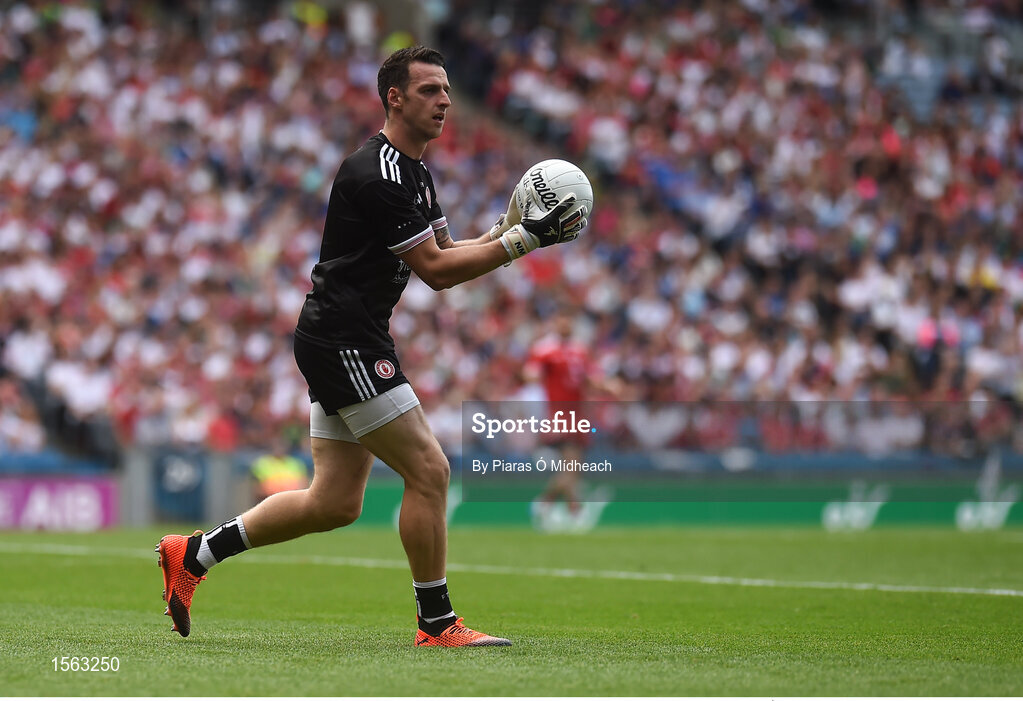 12 August 2018; Niall Morgan of Tyrone during the GAA Football All-Ireland Senior Championship semi-final match between Monaghan and Tyrone at Croke Park in Dublin. Photo by Piaras Ó Mídheach/Sportsfile