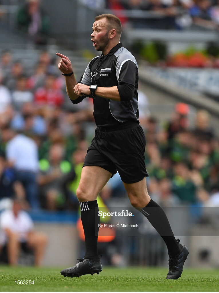 12 August 2018; Referee Anthony Nolan during the GAA Football All-Ireland Senior Championship semi-final match between Monaghan and Tyrone at Croke Park in Dublin. Photo by Piaras Ó Mídheach/Sportsfile