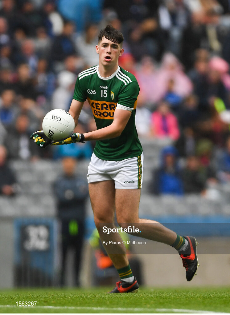 12 August 2018; Michael Lenihan of Kerry during the Electric Ireland GAA Football All-Ireland Minor Championship semi-final match between Kerry and Monaghan at Croke Park in Dublin. Photo by Piaras Ó Mídheach/Sportsfile