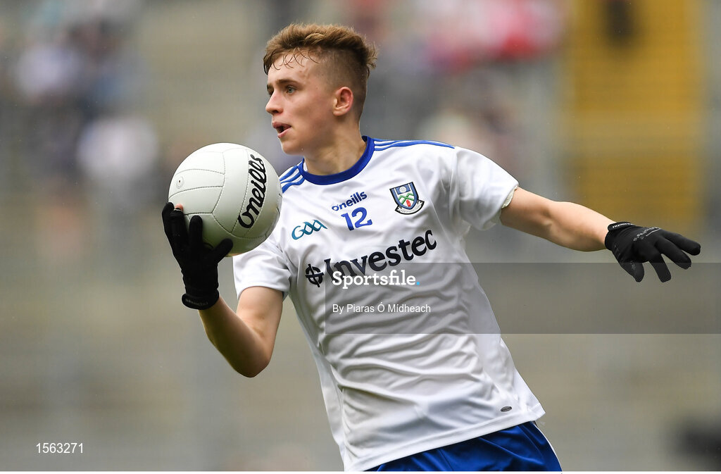 12 August 2018; Karl Gallagher of Monaghan during the Electric Ireland GAA Football All-Ireland Minor Championship semi-final match between Kerry and Monaghan at Croke Park in Dublin. Photo by Piaras Ó Mídheach/Sportsfile