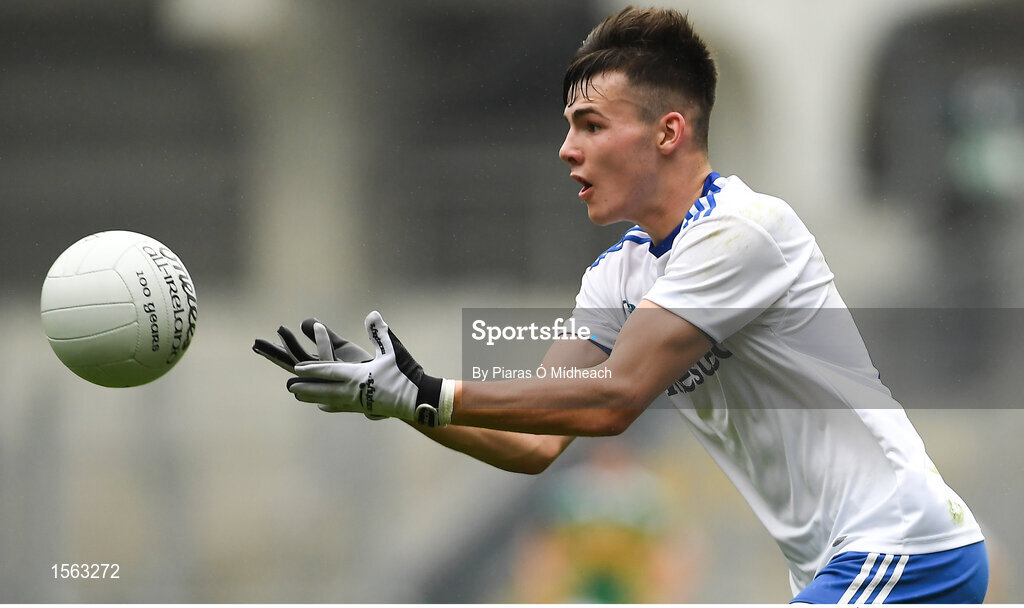12 August 2018; Jason Irwin of Monaghan during the Electric Ireland GAA Football All-Ireland Minor Championship semi-final match between Kerry and Monaghan at Croke Park in Dublin. Photo by Piaras Ó Mídheach/Sportsfile