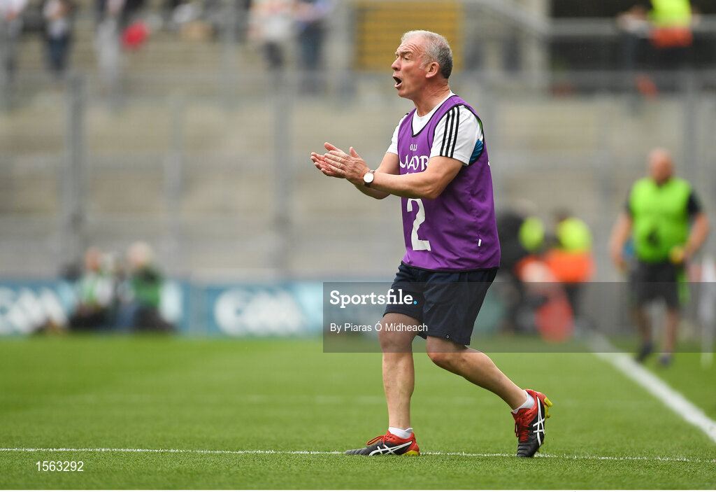 12 August 2018; Pat McEnaney, Monaghan backroom team and brother of Monaghan manager Séamus McEnaney, during the Electric Ireland GAA Football All-Ireland Minor Championship semi-final match between Kerry and Monaghan at Croke Park in Dublin. Photo by Piaras Ó Mídheach/Sportsfile