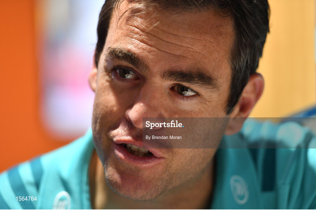 27 August 2018; Head coach Jonann van Graan during a Munster rugby press conference at the University of Limerick in Limerick. Photo by Brendan Moran/Sportsfile