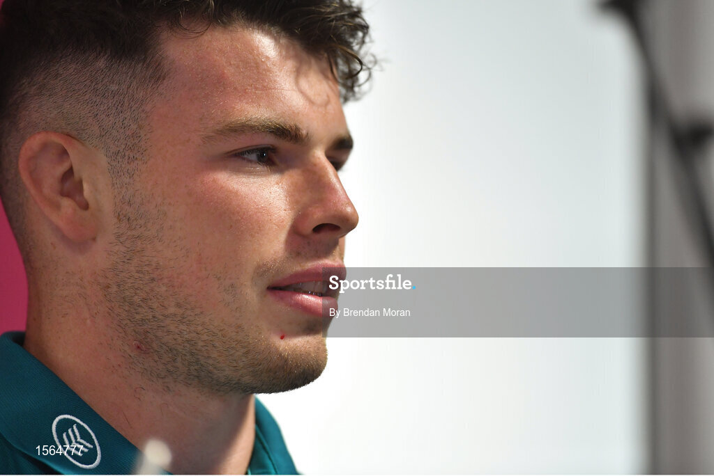 27 August 2018; Calvin Nash during a Munster rugby press conference at the University of Limerick in Limerick. Photo by Brendan Moran/Sportsfile