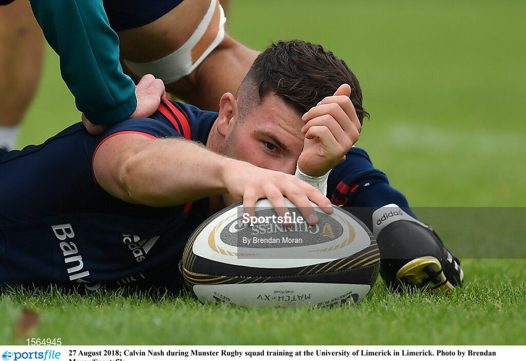 27 August 2018; Calvin Nash during Munster Rugby squad training at the University of Limerick in Limerick. Photo by Brendan Moran/Sportsfile