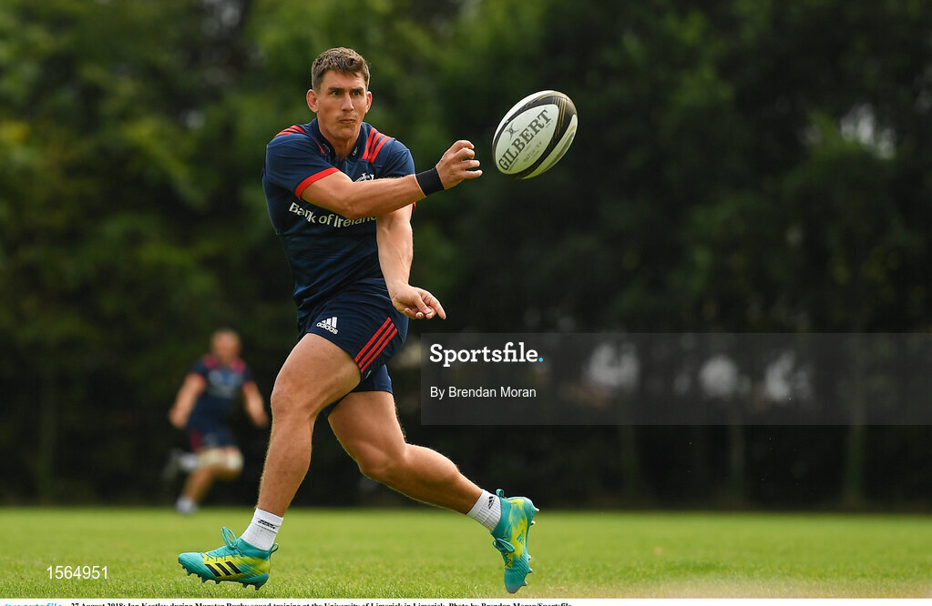 27 August 2018; Ian Keatley during Munster Rugby squad training at the University of Limerick in Limerick. Photo by Brendan Moran/Sportsfile