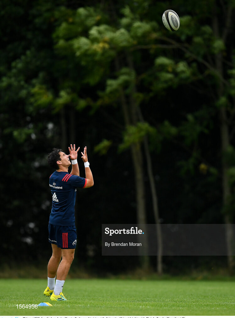 27 August 2018; Joey Carbery during Munster Rugby squad training at the University of Limerick in Limerick. Photo by Brendan Moran/Sportsfile
