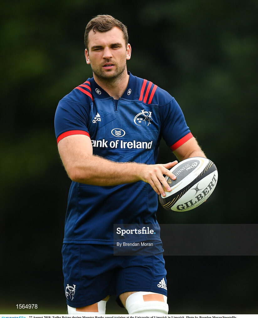 27 August 2018; Tadhg Beirne during Munster Rugby squad training at the University of Limerick in Limerick. Photo by Brendan Moran/Sportsfile