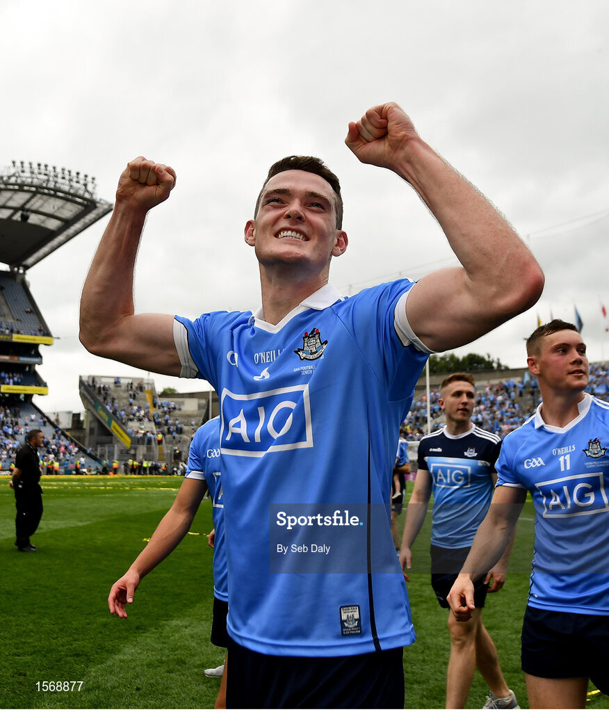 2 September 2018; Brian Fenton Dublin celebrates following the GAA Football All-Ireland Senior Championship Final match between Dublin and Tyrone at Croke Park in Dublin. Photo by Seb Daly/Sportsfile