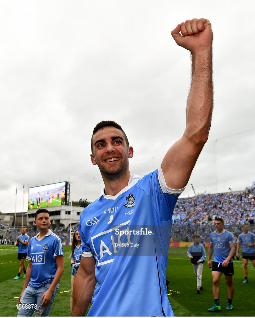 2 September 2018; James McCarthy Dublin celebrates following the GAA Football All-Ireland Senior Championship Final match between Dublin and Tyrone at Croke Park in Dublin. Photo by Seb Daly/Sportsfile