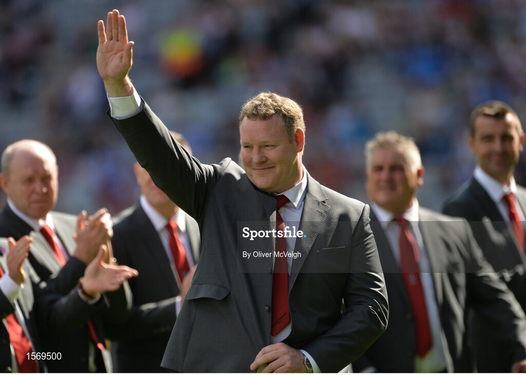 2 September 2018; Dermot Heaney of the Derry 1993 All-Ireland winning team who were honoured prior to the GAA Football All-Ireland Senior Championship Final match between Dublin and Tyrone at Croke Park in Dublin.  Photo by Oliver McVeigh/Sportsfile