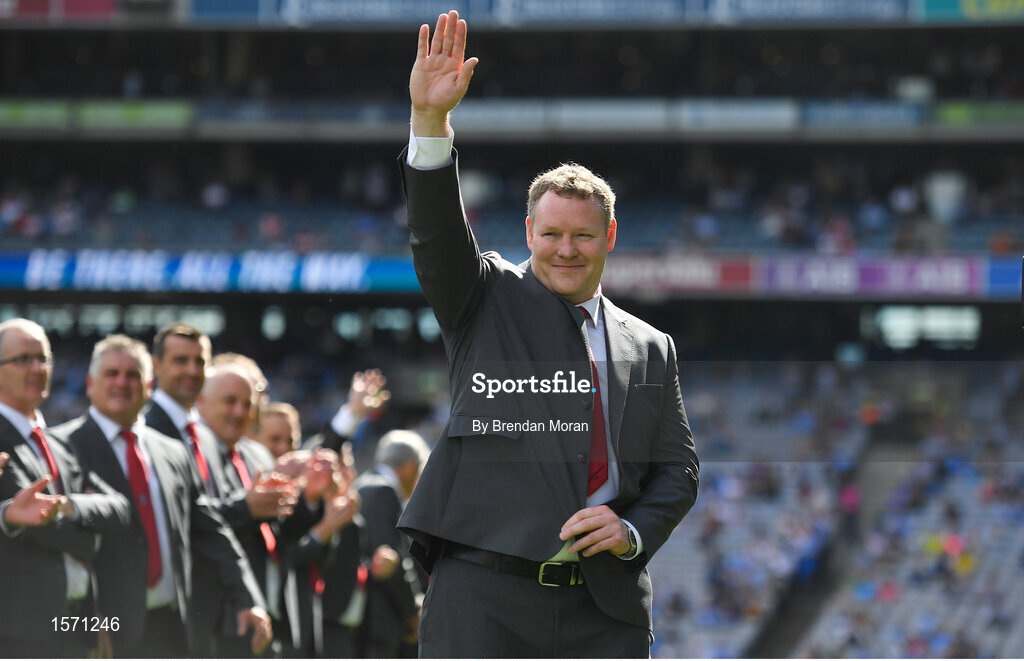 2 September 2018; Brian McGilligan of the Derry 1993 All-Ireland winning team who were honoured prior to the GAA Football All-Ireland Senior Championship Final match between Dublin and Tyrone at Croke Park in Dublin. Photo by Brendan Moran/Sportsfile