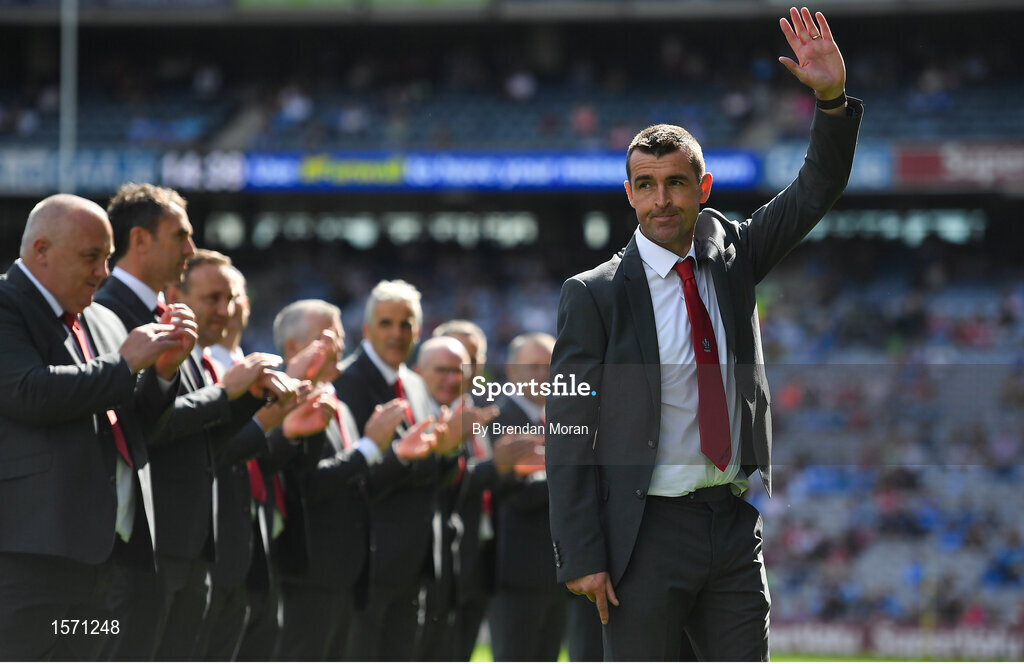 2 September 2018; Eamonn Burns of the Derry 1993 All-Ireland winning team who were honoured prior to the GAA Football All-Ireland Senior Championship Final match between Dublin and Tyrone at Croke Park in Dublin. Photo by Brendan Moran/Sportsfile