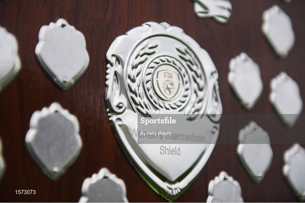 9 September 2018; A general view of the shield prior to the FAI Women’s Intermediate Shield Final match between TEK United and Lakewood Athletic at Newhill Park in Two Mile Borris, Tipperary.  Photo by Harry Murphy/Sportsfile