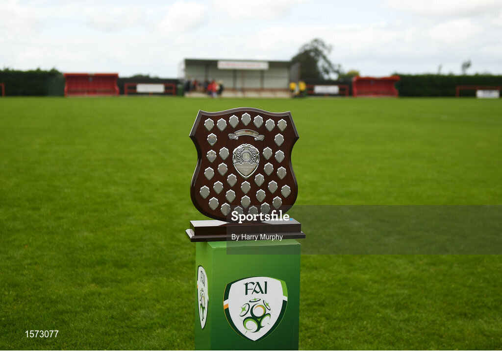 9 September 2018; A general view of the shield prior to the FAI Women’s Intermediate Shield Final match between TEK United and Lakewood Athletic at Newhill Park in Two Mile Borris, Tipperary. Photo by Harry Murphy/Sportsfile