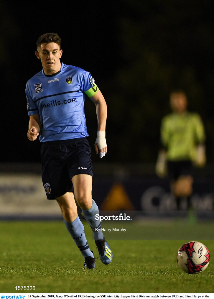 14 September 2018; Gary O'Neill of UCD during the SSE Airtricity League First Division match between UCD and Finn Harps at the UCD Bowl in Dublin. Photo by Harry Murphy/Sportsfile
