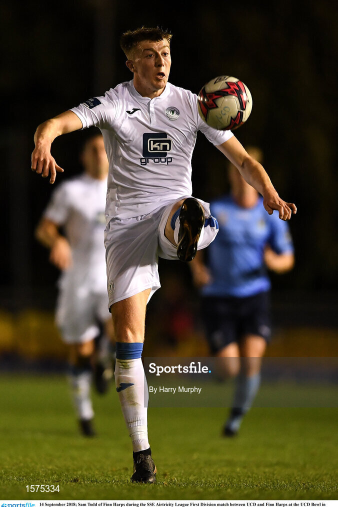 14 September 2018; Sam Todd of Finn Harps during the SSE Airtricity League First Division match between UCD and Finn Harps at the UCD Bowl in Dublin. Photo by Harry Murphy/Sportsfile