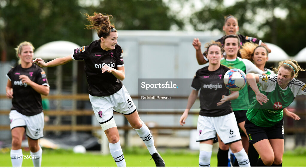 15 September 2018; Lauren Dwyer of Wexford Youths scores her side's first goal during the Continental Tyres Women’s National League Cup Final between Wexford Youths at Peamount United at Ferrcarrig Park in Wexford. Photo by Matt Browne/Sportsfile