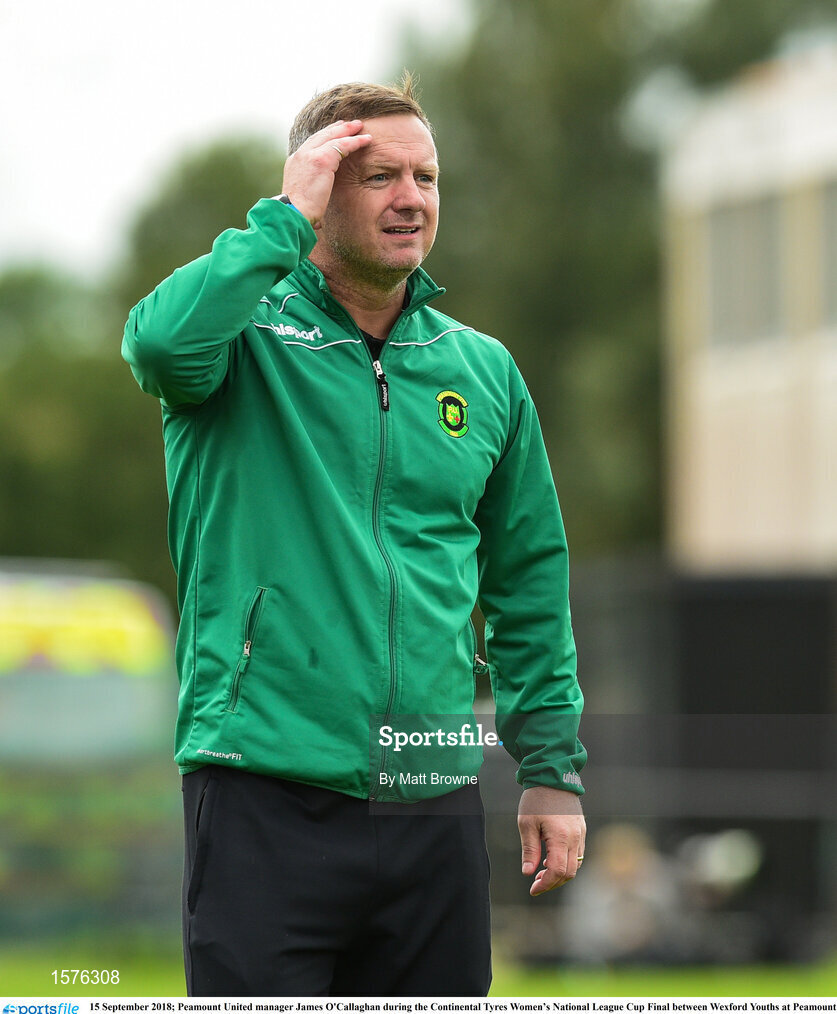15 September 2018; Peamount United manager James O'Callaghan during the Continental Tyres Women’s National League Cup Final between Wexford Youths at Peamount United at Ferrcarrig Park in Wexford. Photo by Matt Browne/Sportsfile
