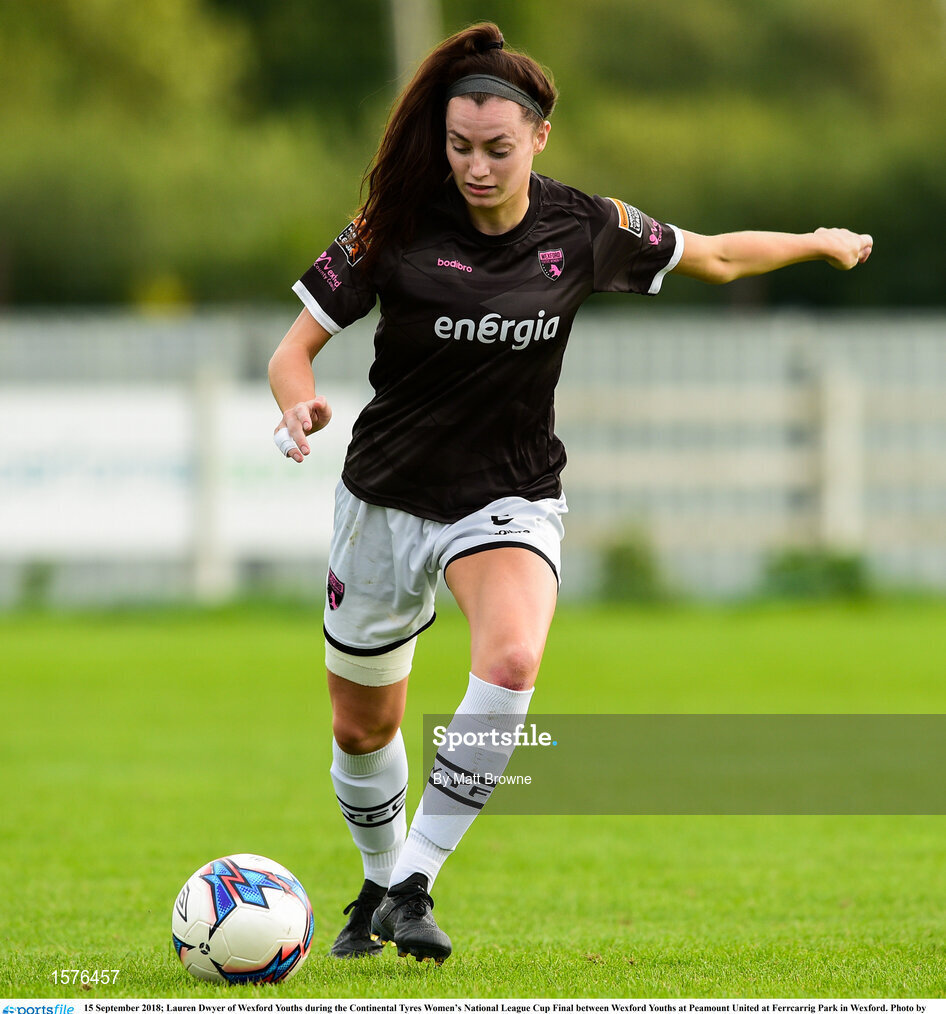 15 September 2018; Lauren Dwyer of Wexford Youths during the Continental Tyres Women’s National League Cup Final between Wexford Youths at Peamount United at Ferrcarrig Park in Wexford. Photo by Matt Browne/Sportsfile