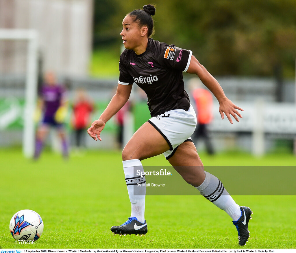15 September 2018; Rianna Jarrett of Wexford Youths during the Continental Tyres Women’s National League Cup Final between Wexford Youths at Peamount United at Ferrcarrig Park in Wexford. Photo by Matt Browne/Sportsfile