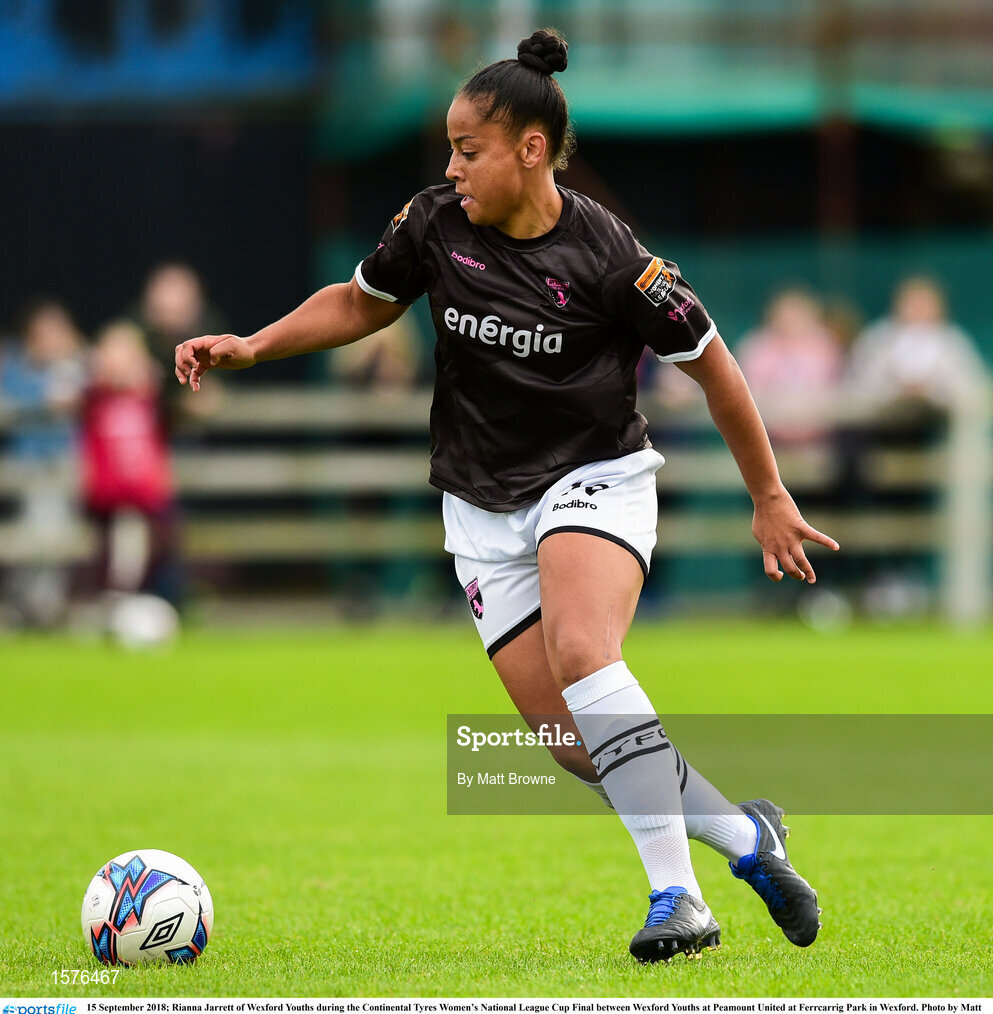 15 September 2018; Rianna Jarrett of Wexford Youths during the Continental Tyres Women’s National League Cup Final between Wexford Youths at Peamount United at Ferrcarrig Park in Wexford. Photo by Matt Browne/Sportsfile