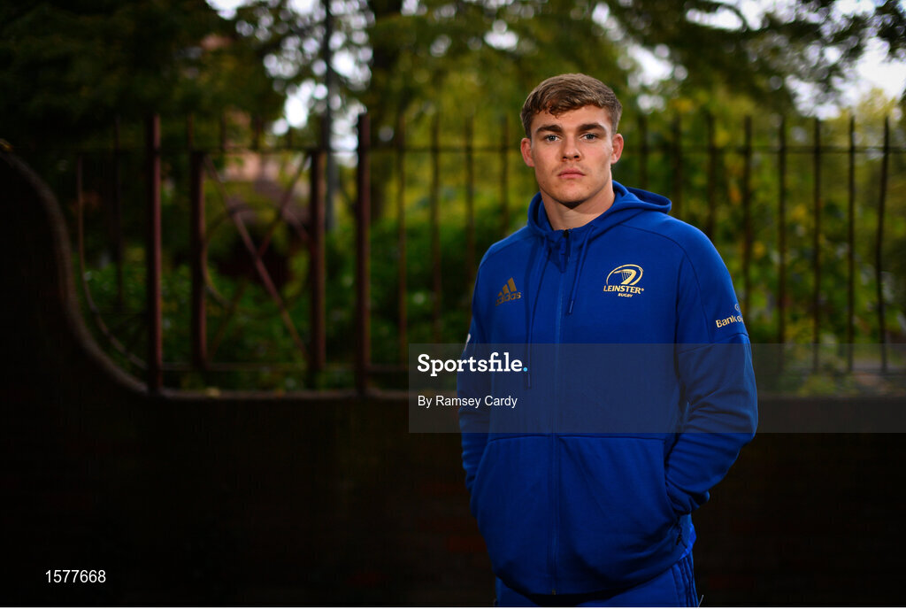 17 September 2018; Garry Ringrose poses for a portrait following a Leinster Rugby press conference at Leinster Rugby Headquarters in Dublin. Photo by Ramsey Cardy/Sportsfile