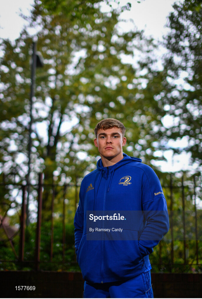17 September 2018; Garry Ringrose poses for a portrait following a Leinster Rugby press conference at Leinster Rugby Headquarters in Dublin. Photo by Ramsey Cardy/Sportsfile