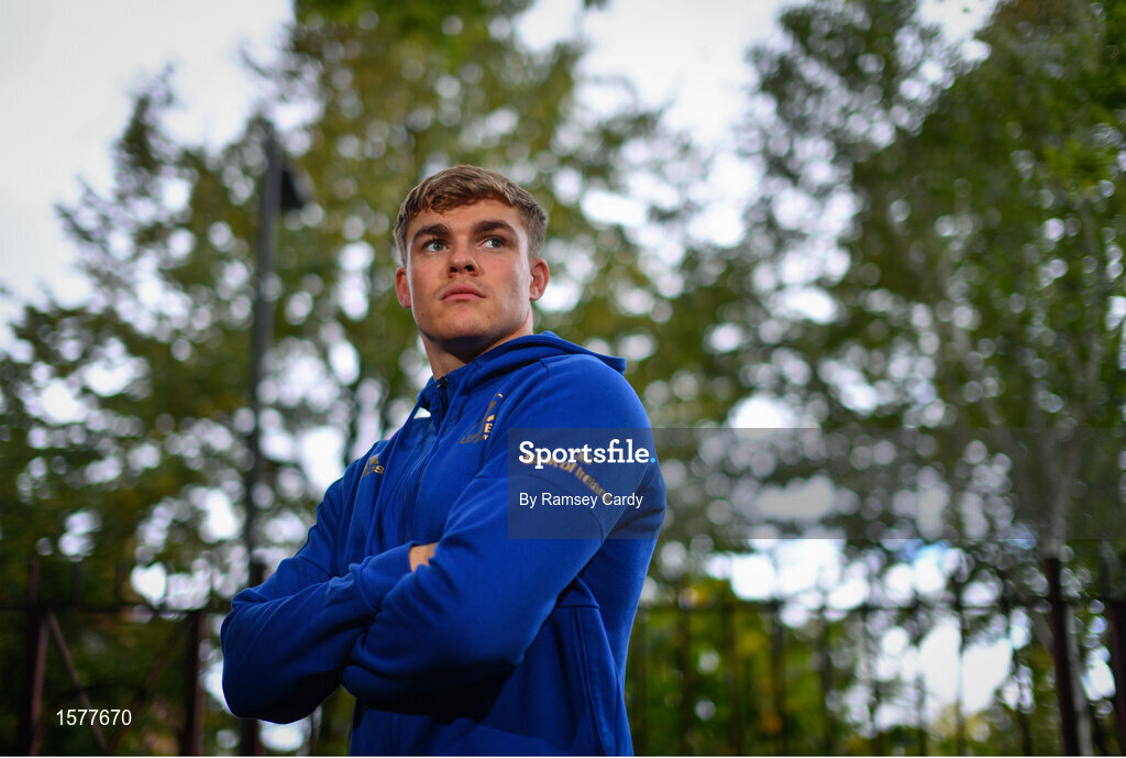 17 September 2018; Garry Ringrose poses for a portrait following a Leinster Rugby press conference at Leinster Rugby Headquarters in Dublin. Photo by Ramsey Cardy/Sportsfile
