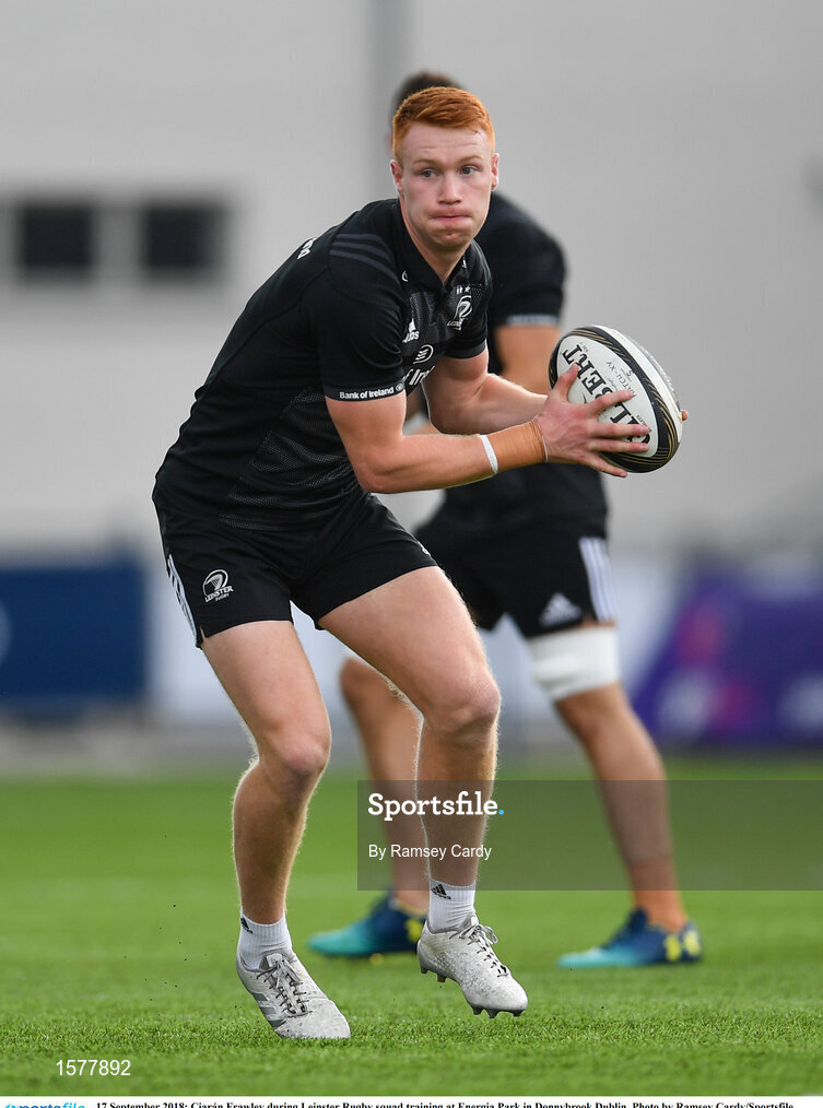 17 September 2018; Ciarán Frawley during Leinster Rugby squad training at Energia Park in Donnybrook, Dublin. Photo by Ramsey Cardy/Sportsfile